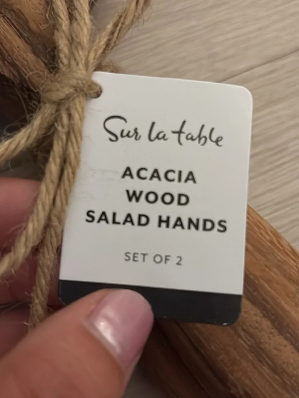 Sur La Table Acacia Wood Salad Hands – Natural Brown (Set of 2)